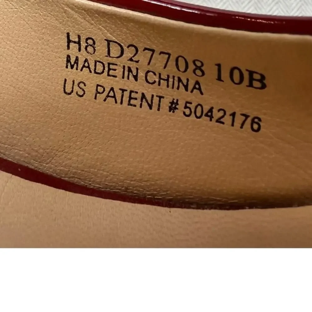 Cole Haan Nike Air Eliana Red Patent Leather Buckle Peep Toe Slingback Heels 10